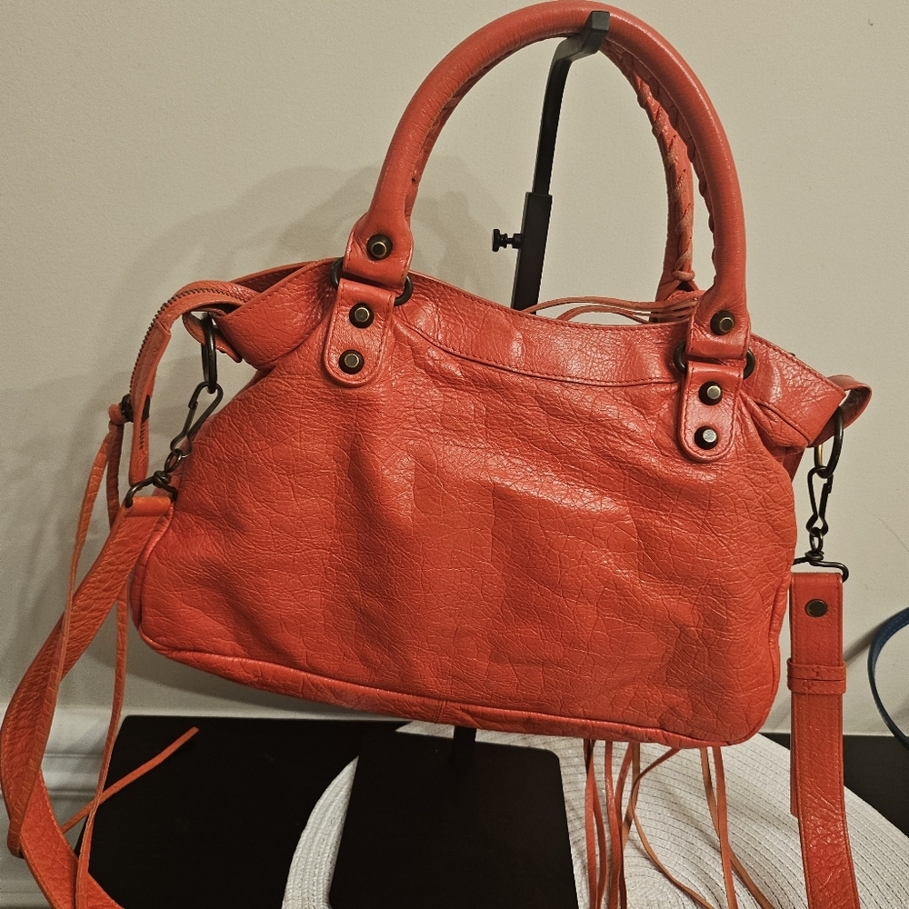 Balenciaga Small City Moto Crossbody Bag 🍊 Rare Orange Red - Picture 7 of 17